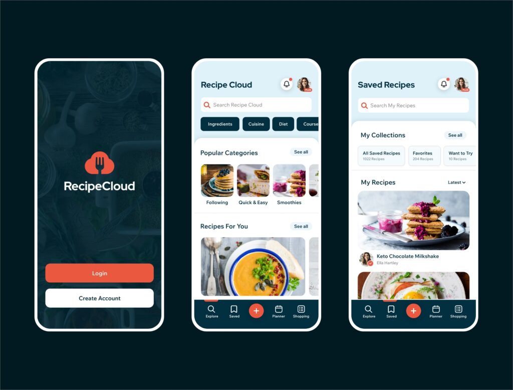 Recipe Cloud iphone mobile application UI and UX Recipe Cloud iphone mobile application UI and UX
